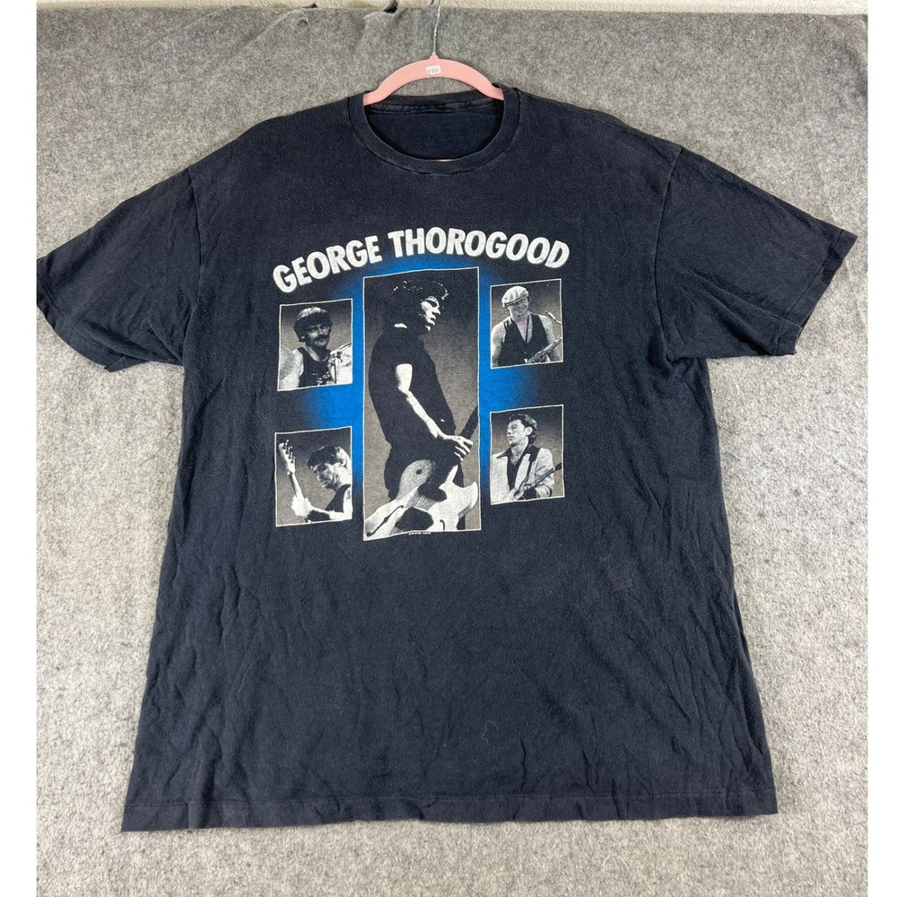 VINTAGE 80s George Thorogood Destroyers T Shirt Mens L Black Single Stitch Tee